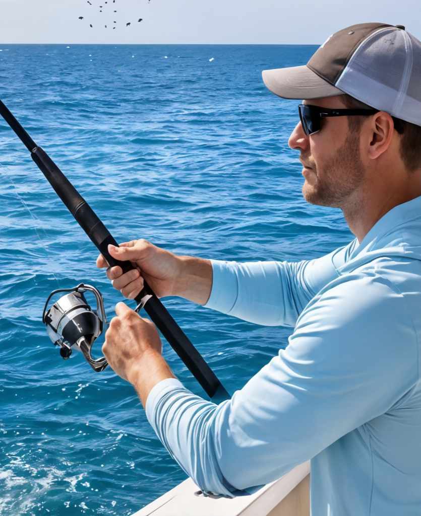 A man fishing on the Gulf Coast